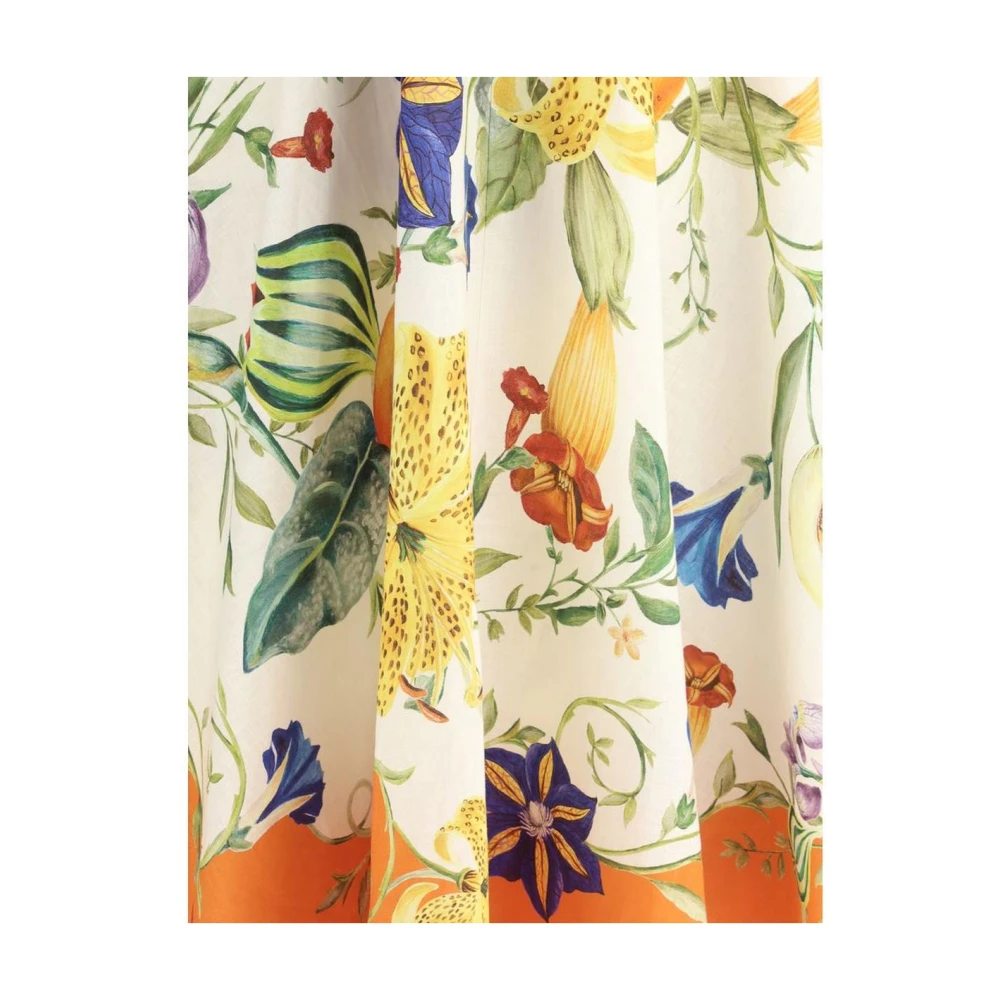 Alemais Bloemen Linnen Midi Jurk Multicolor Dames