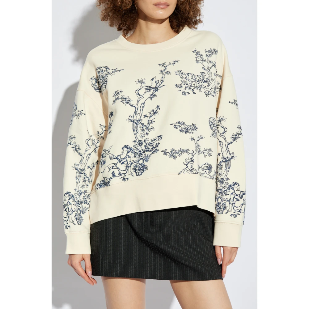 Munthe Sweatshirt met geborduurd patroon 'Friede' Beige Dames