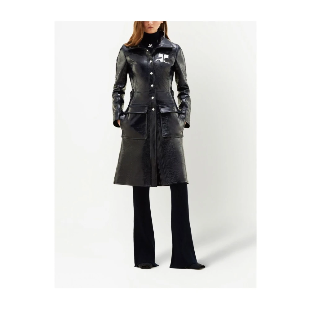 Courrèges Vinyl Trenchcoat in Zwart Black Dames