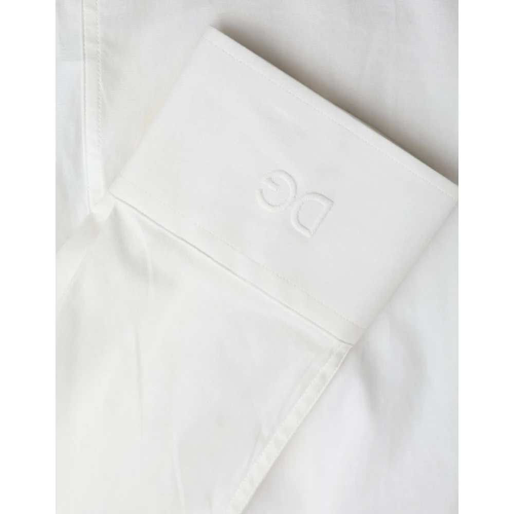 Dolce & Gabbana Wit Katoen Slim Fit Gold Shirt White Heren