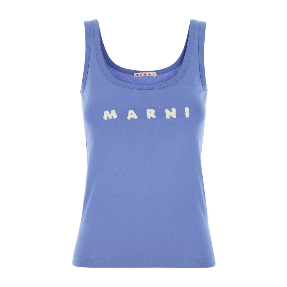 Marni Cerulean Katoenen Tanktop Blue Dames