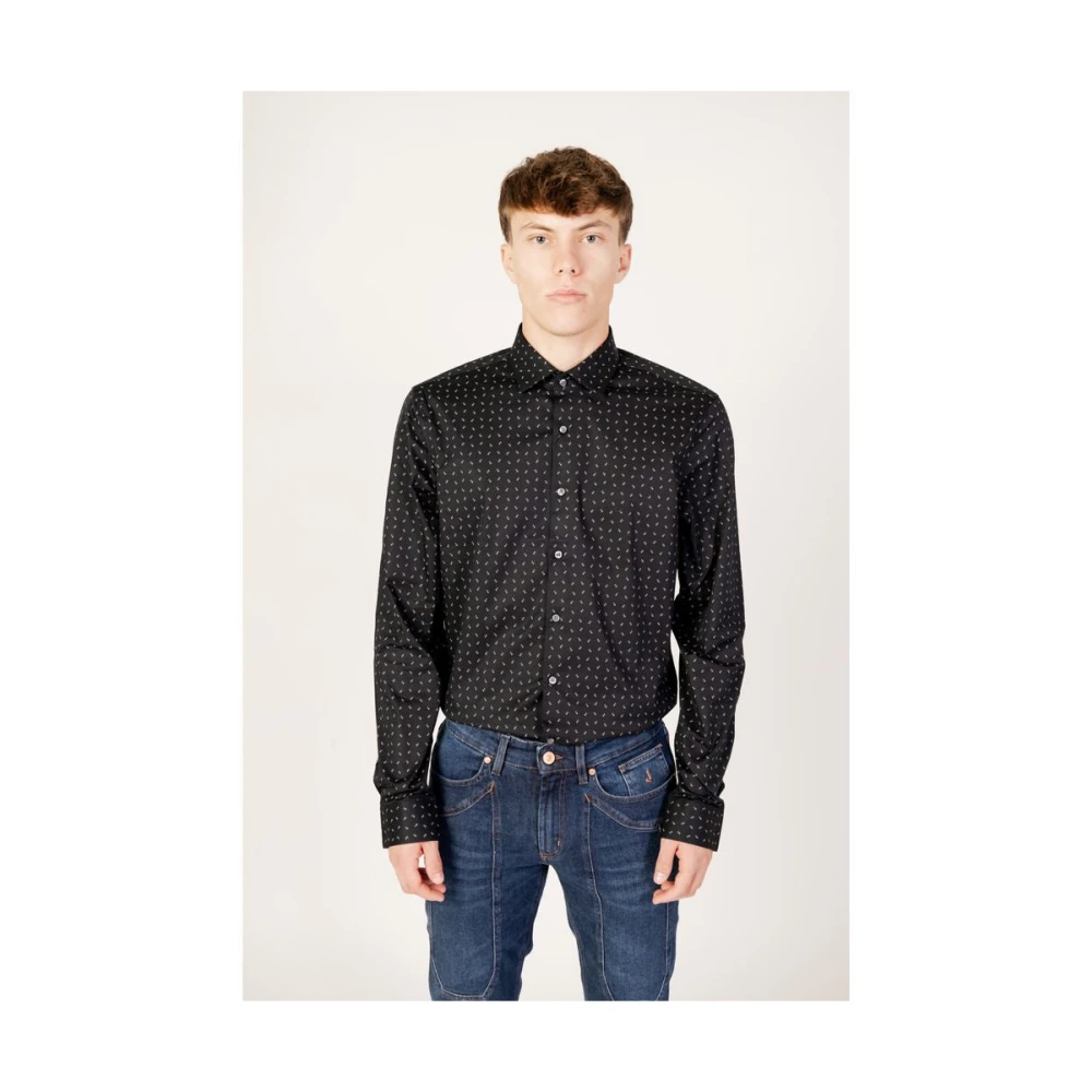 Calvin Klein Zwarte Katoenen Overhemd Heren Lange Mouw Black Heren