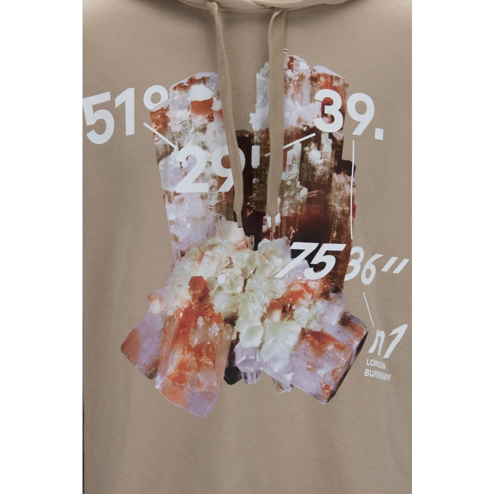 Burberry Hoodie met grafische print en trekkoord Beige Heren