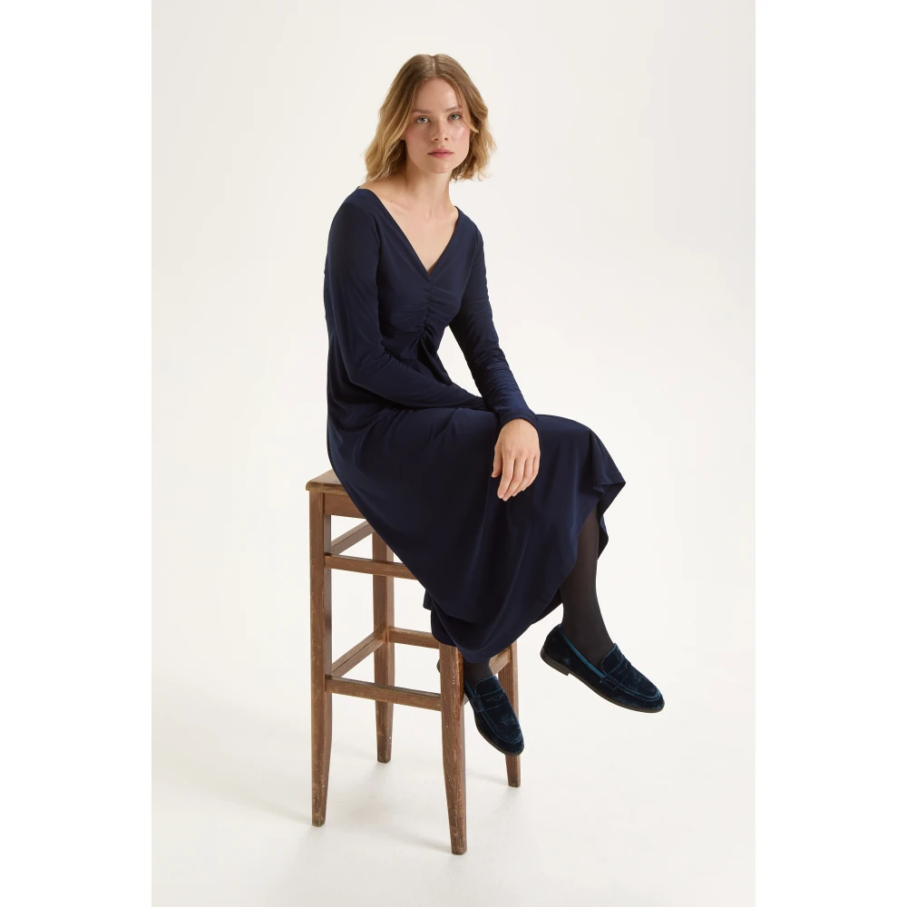 Maliparmi Feminine Midi Jersey Jurk Blue Dames