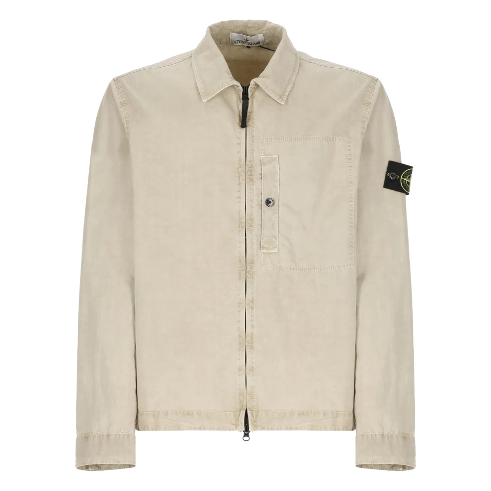 Stone Island Beige Katoenen Overhemd met Kraag Beige Heren