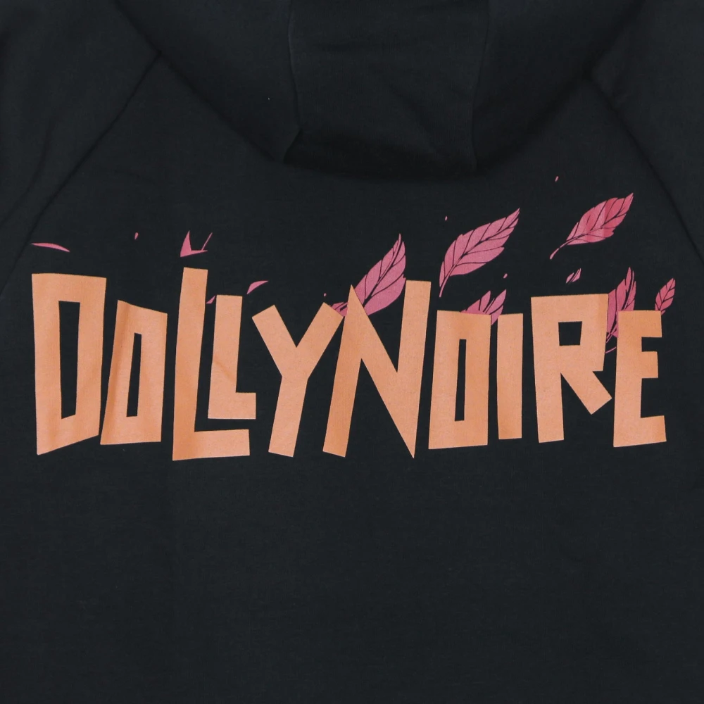 Dolly Noire Zwarte Bladeren Logo Hoodie Stijlvol Black Heren