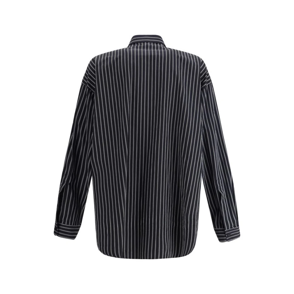 Balenciaga Gestreept Shirt met Zak en Klassieke Kraag Black Heren