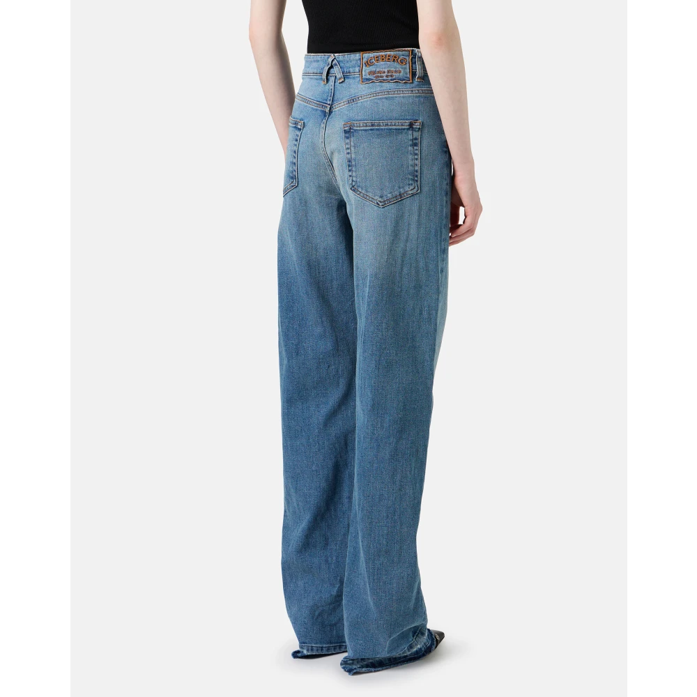 Iceberg 5-pocket rechte pijp broek in indigo denim Blue Dames