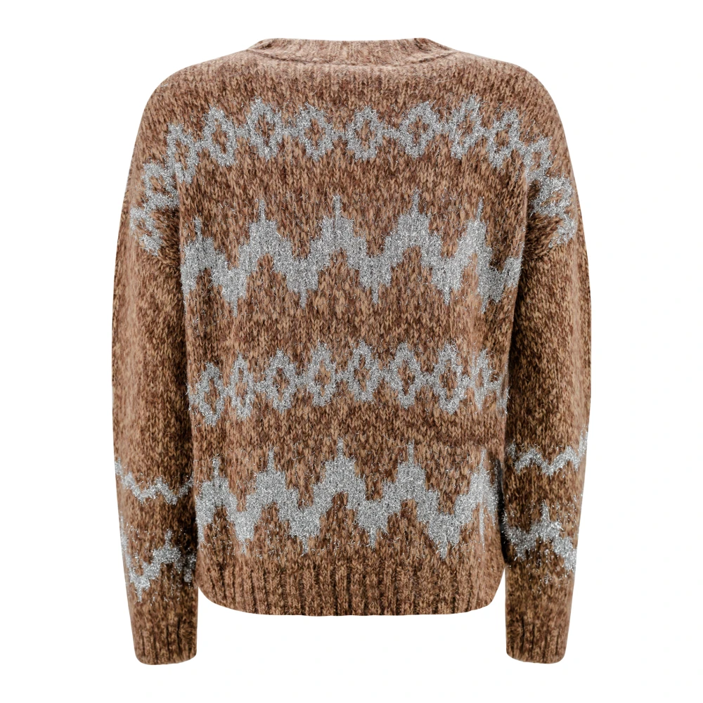 Max Mara Weekend Bruine Jacquard Mohair Trui Brown Dames