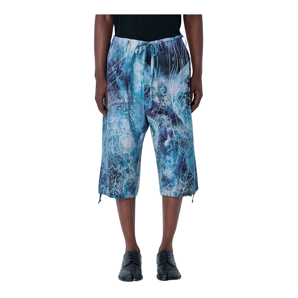 Yohji Yamamoto Uomo Blu - Drawstring Cropped Shorts, E, Size: 2 - Immagine 2