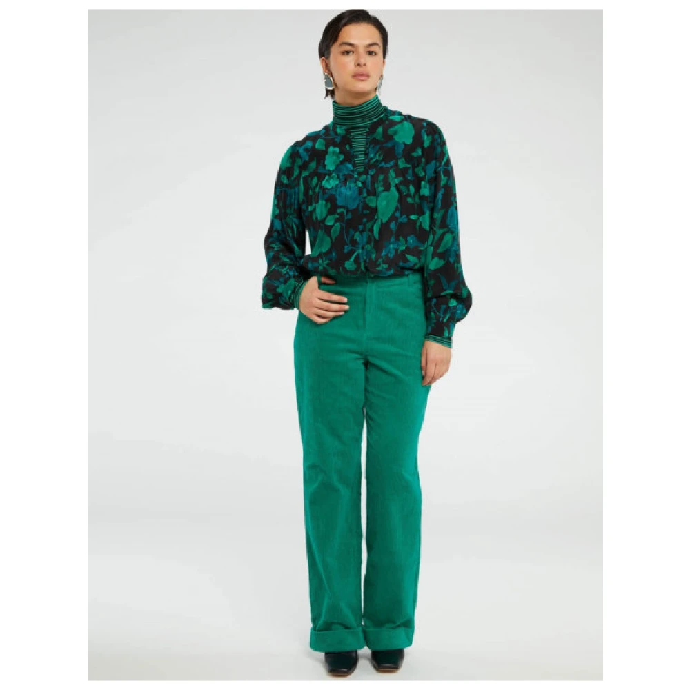 Fabienne Chapot Corduroy Rechte Broek Green Dames