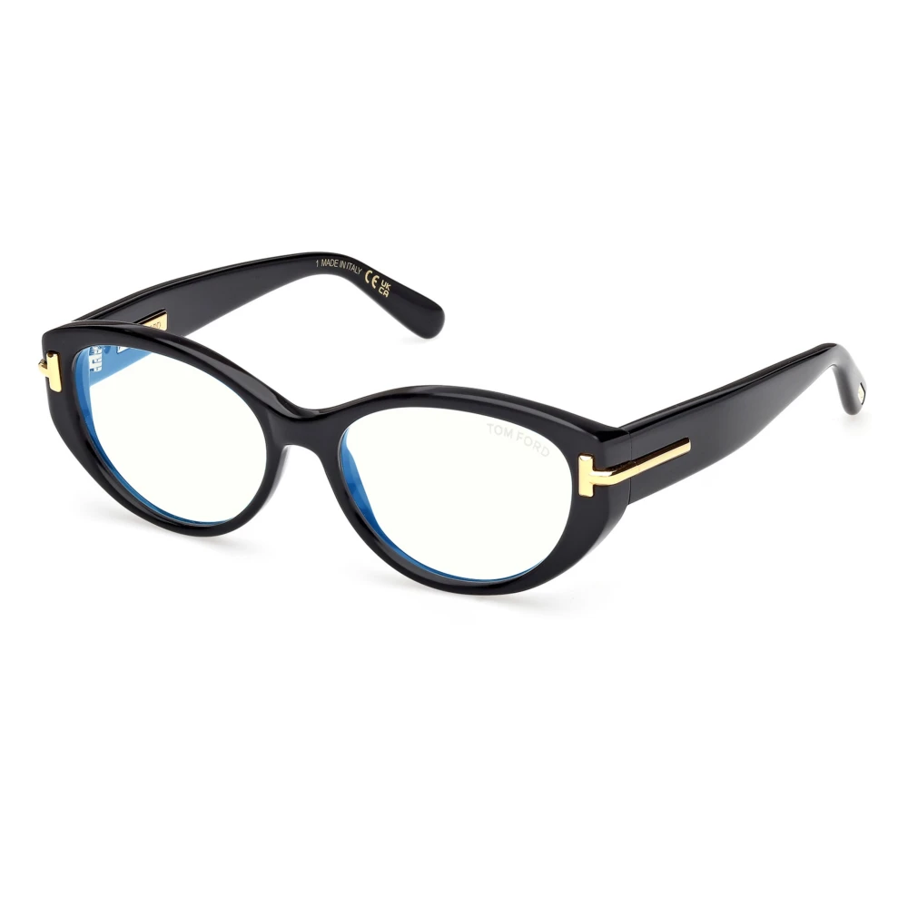 Tom Ford Women's Black Glasses, 53 Mm, Icon Blue Block Oval Opticals