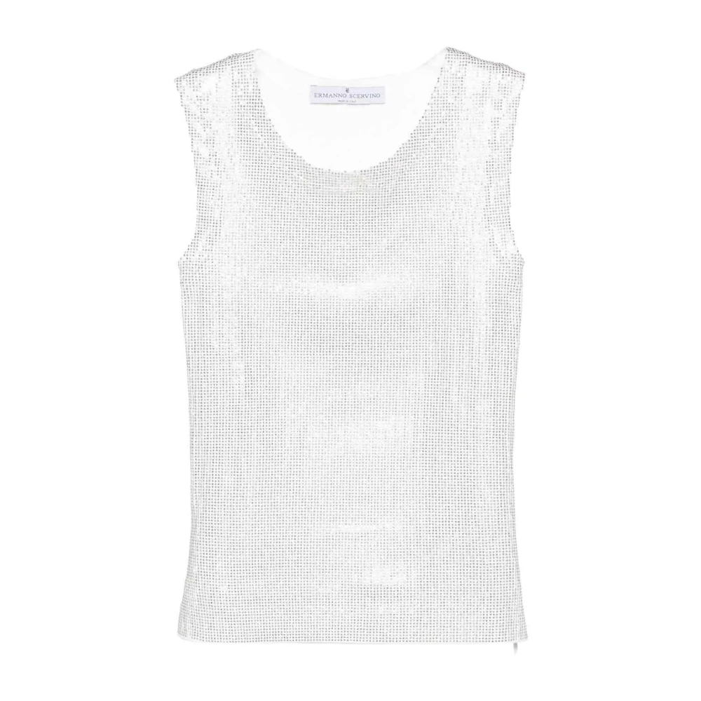 Ermanno Scervino Kristal Geribbeld Katoenen Hemd White Dames