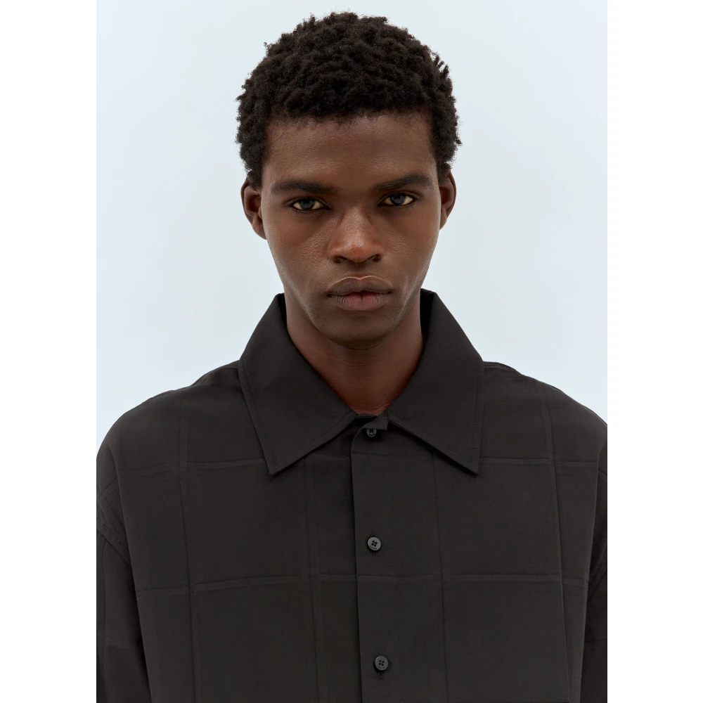 Jacquemus Shirt met Vierkant Paneel en Klassieke Kraag Black Heren