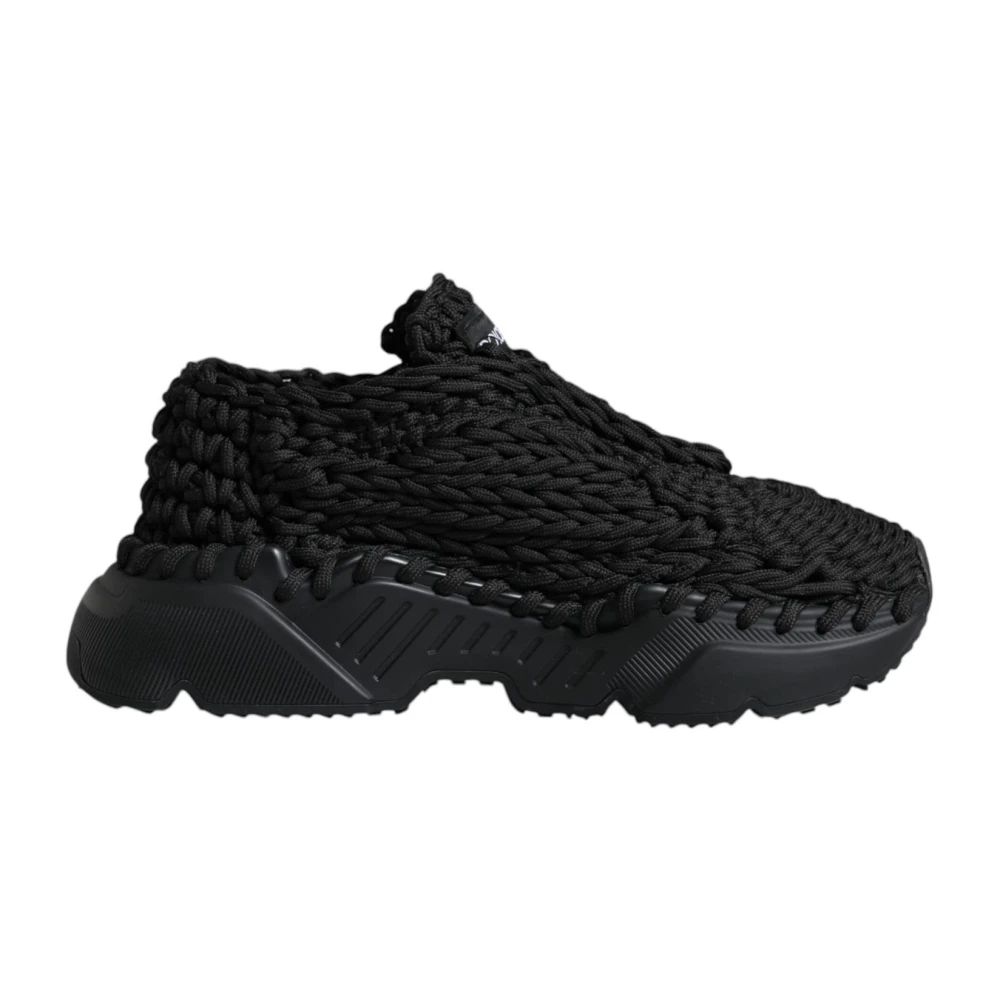 Dolce & Gabbana Women's Black Knitted Low Top Trainers - Sneakers - 5 Uk - Shoes