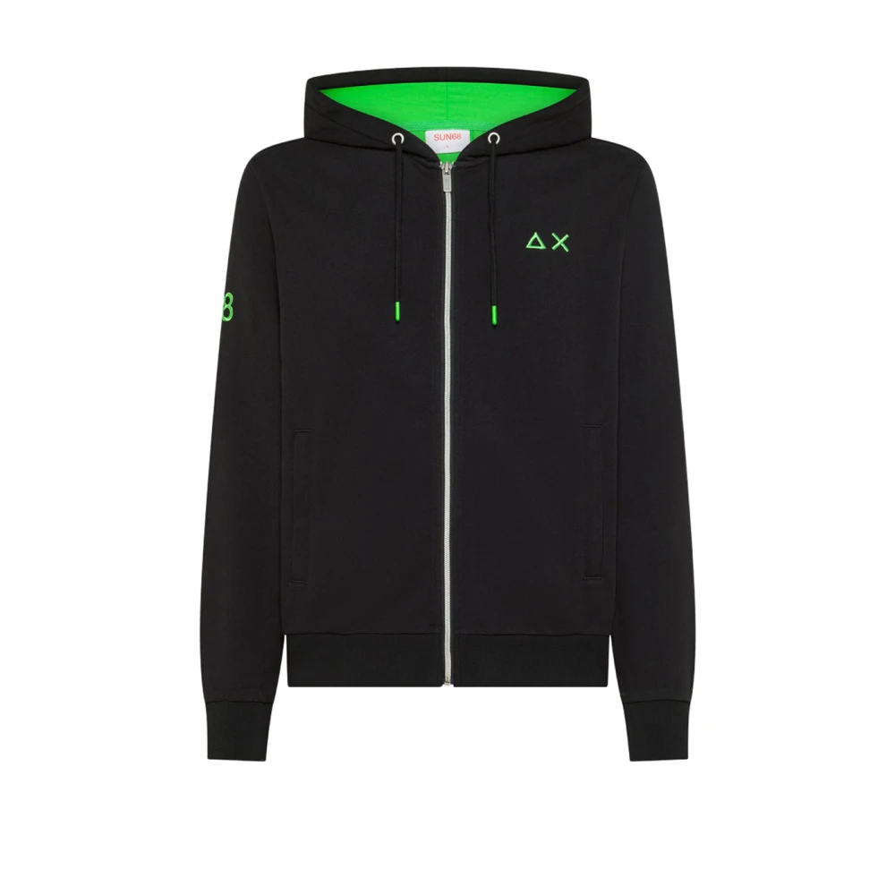 Sun68 Men's Black Zip-Through Sweatshirt - Zip-Throughs - Xl - Sweatshirts & Hoodies