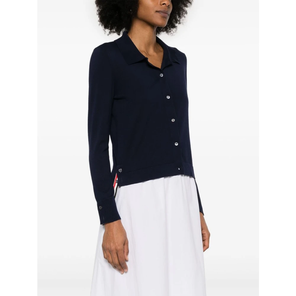 Thom Browne Blauwe Button-Up Shirt met Handtekeningdetails Blue Dames