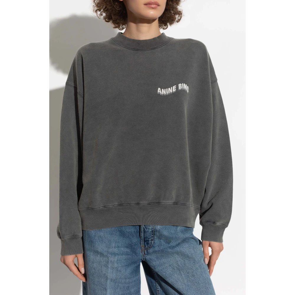 Anine Bing Sweatshirt met Geprint Logo Gray Dames