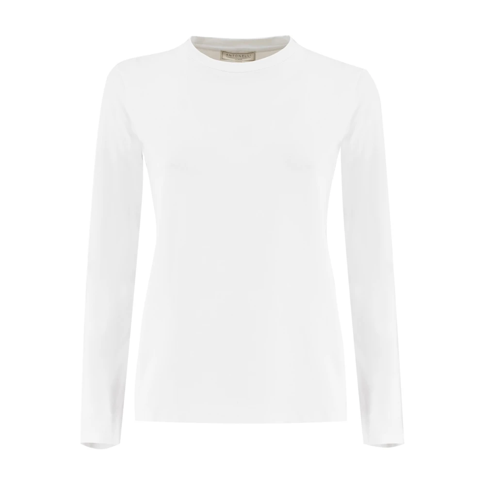 Antonelli Firenze Essentiële Katoenen Jersey Crew Neck Shirt White Dames