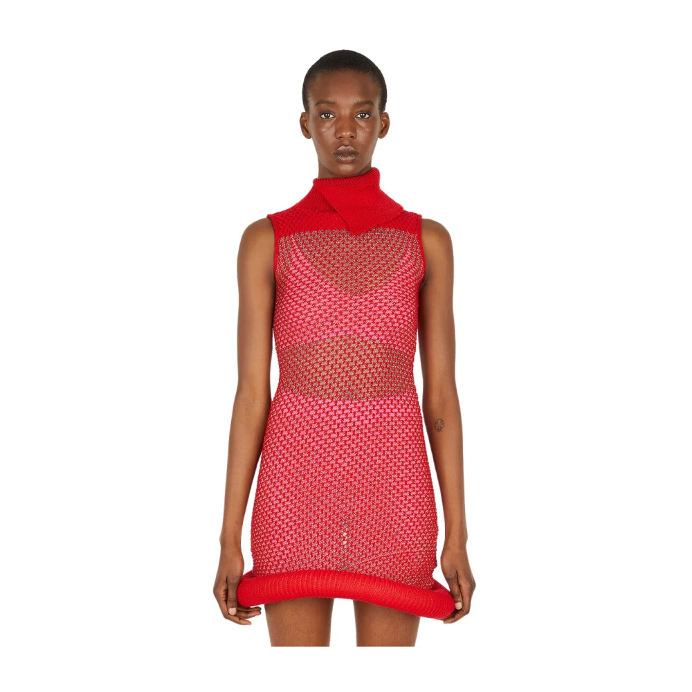 Louise Lyngh Bjerregaard Mesh Gebreide Jurk Red Dames