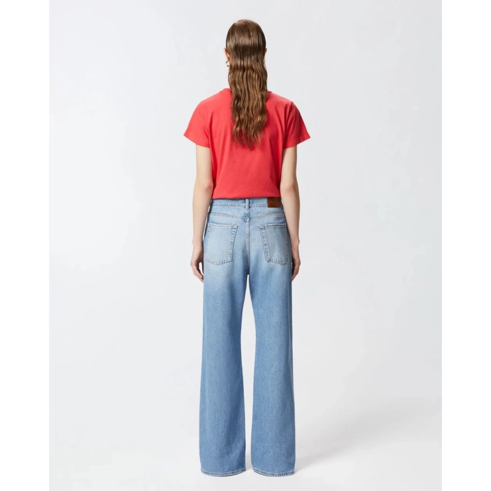pinko Wijde Vintage Gewassen Denim Jeans Blue Dames