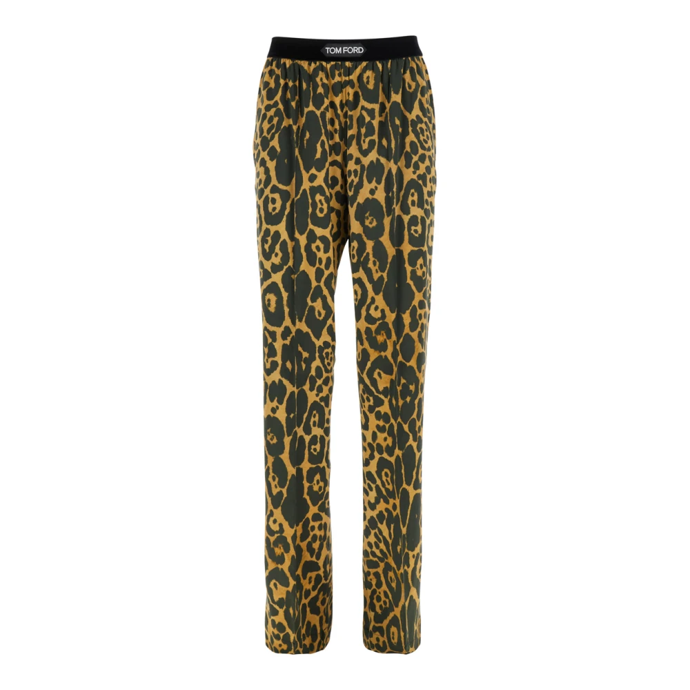 Tom Ford Leopardmönstrade Siden Stretch Byxor Multicolor, Dam