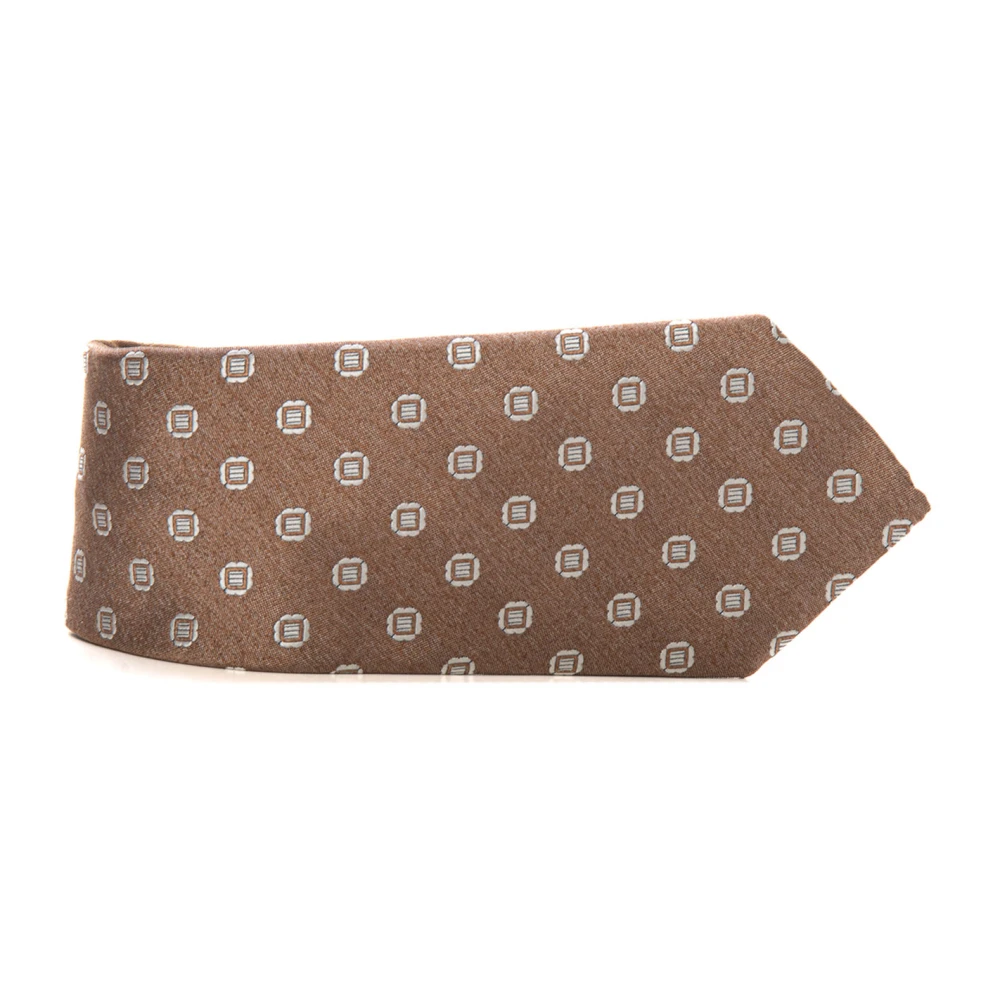Canali Zijden Geometrische Fantasie Stropdas Beige Heren