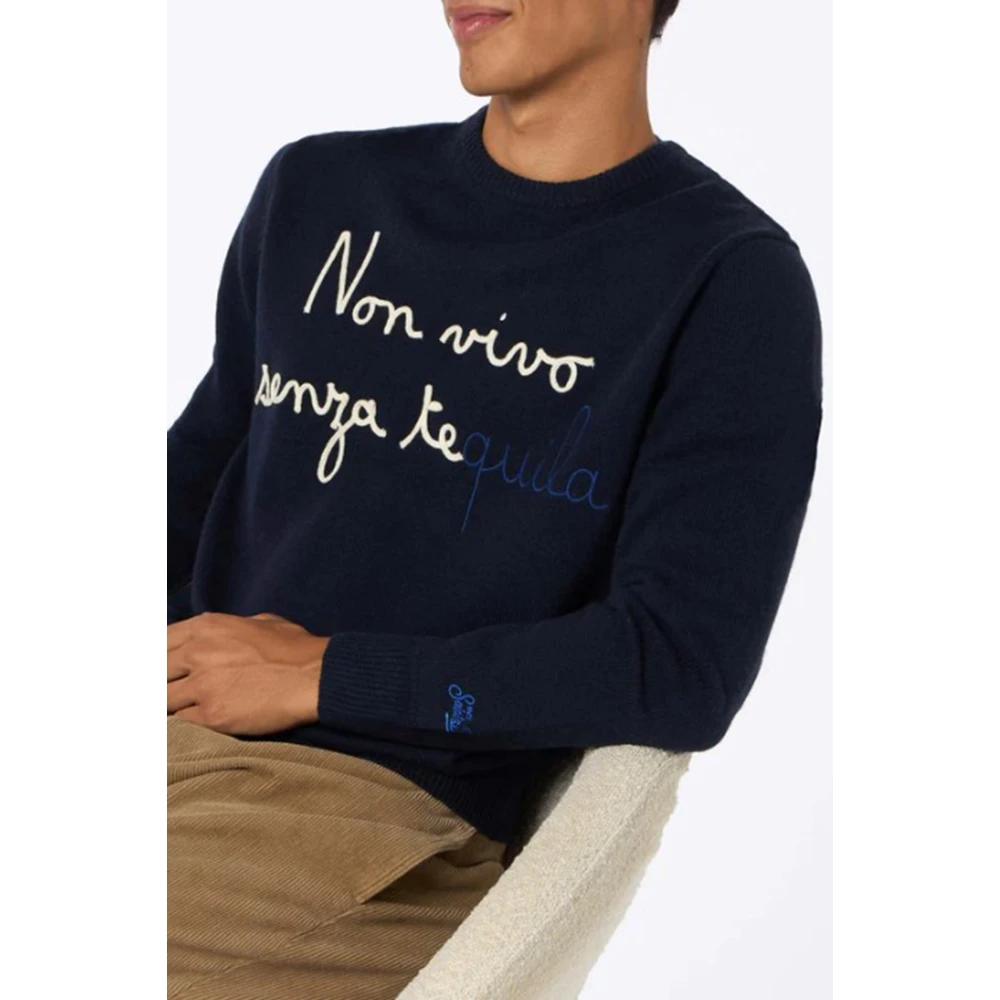 MC2 Saint Barth Blauwe Crew Neck Sweater Heron Blue Heren