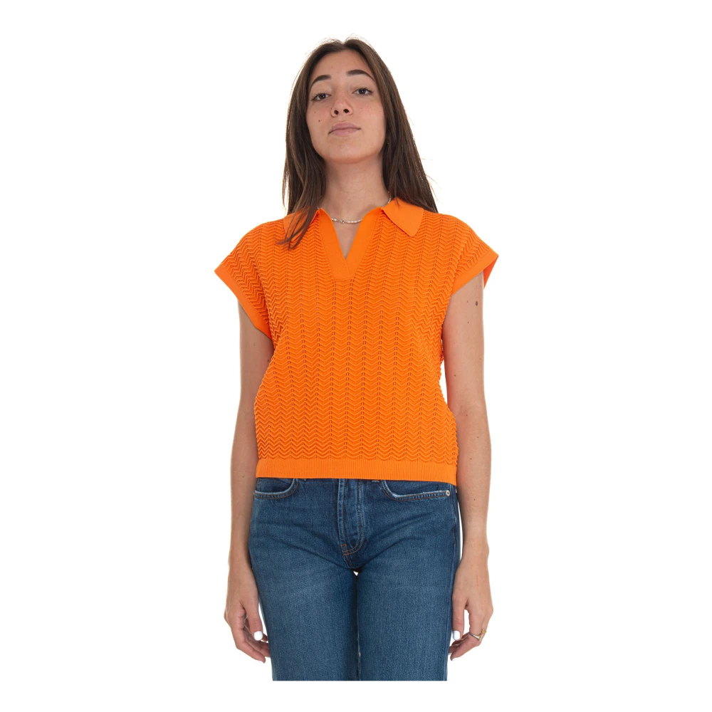 Suncoo Mouwloos poloshirt met V-hals Orange Dames