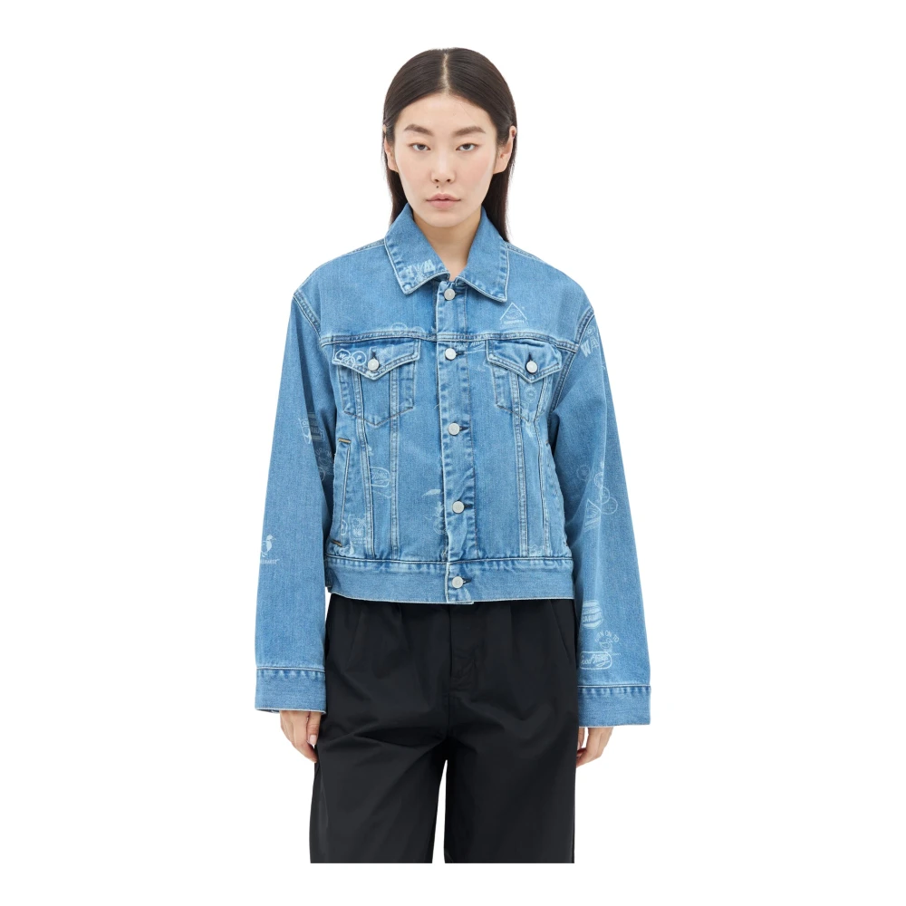 Carhartt WIP Grafische Stempel Denim Jack Blue Dames