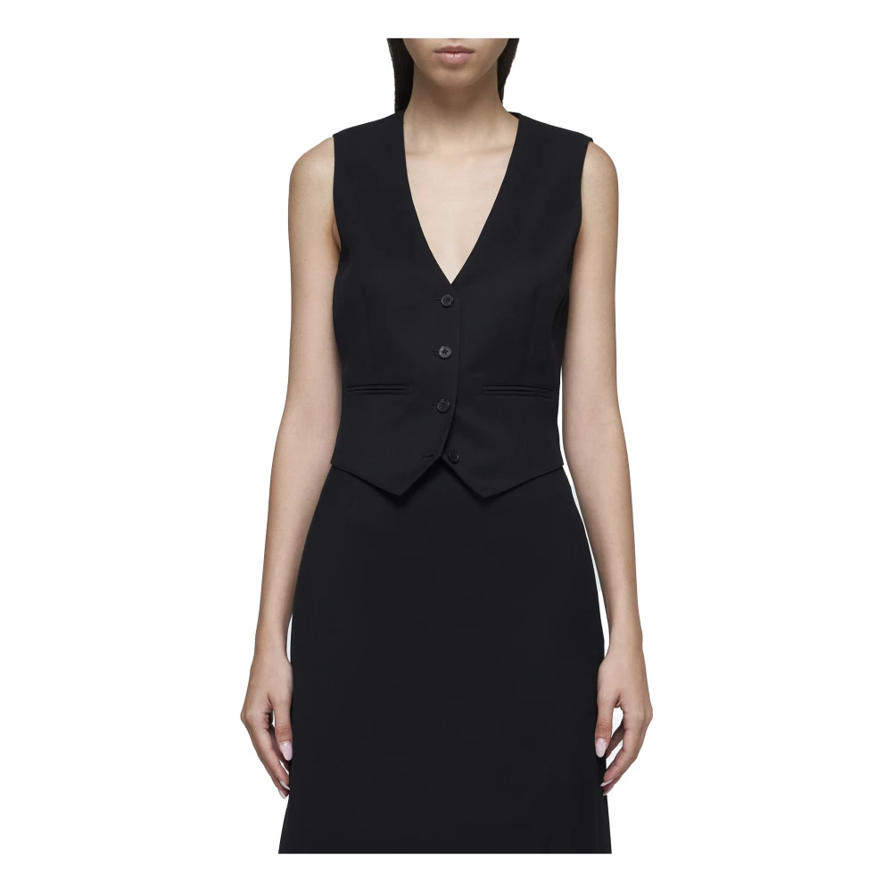 Wardrobe.nyc Zwarte wollen vest met V-hals Black Dames