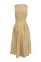 robe-midi-doree-drapee-avec-imprime