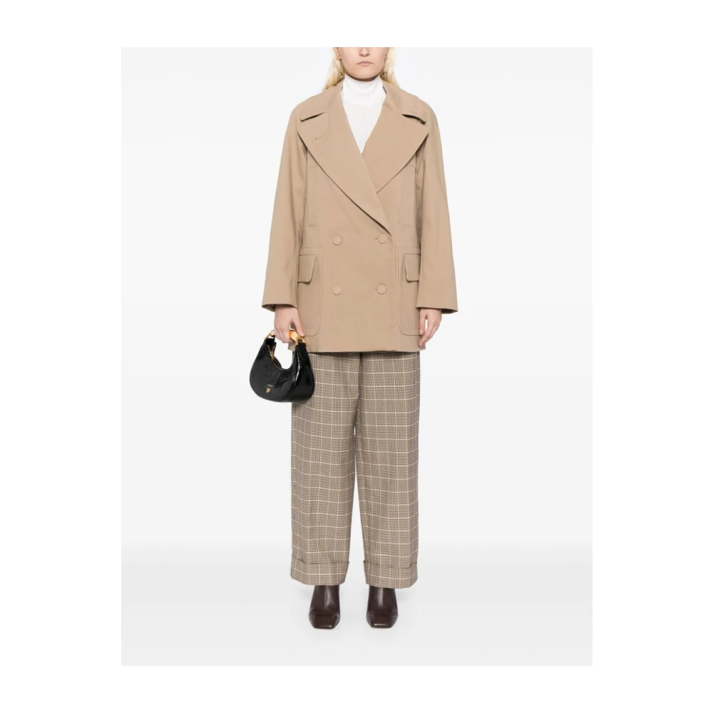 Dries Van Noten Korte Trenchcoat met Zakken Beige Dames