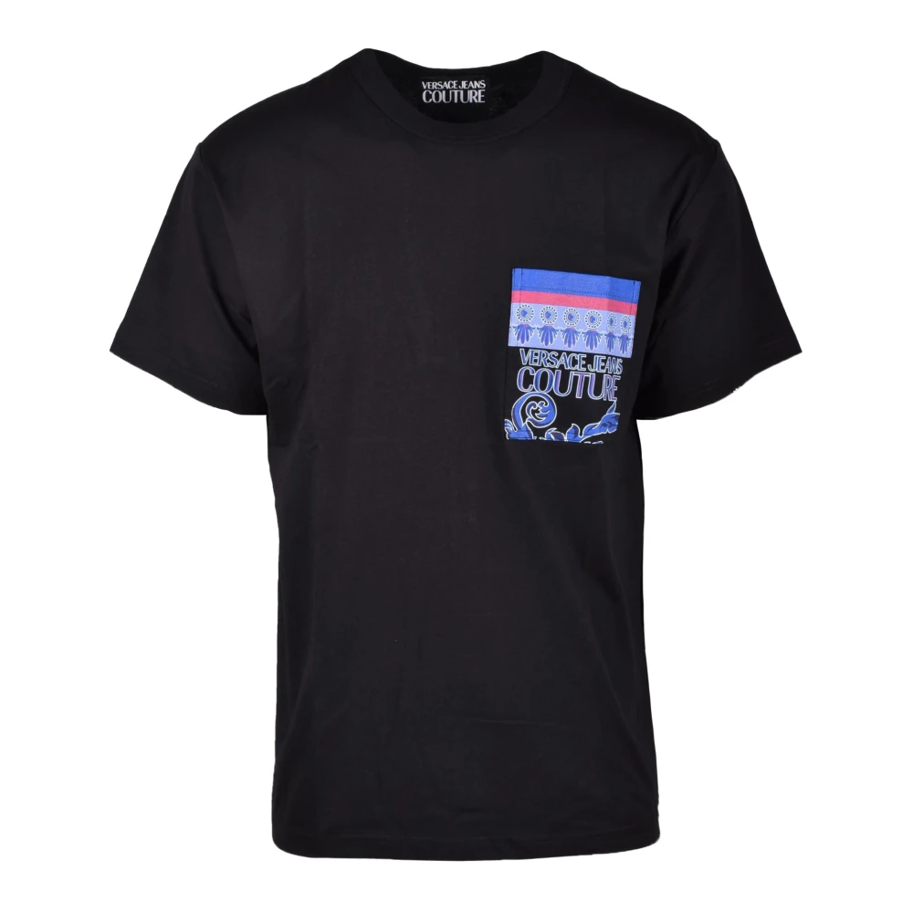 Versace Jeans Couture Regular Fit Katoenen T-shirt met Voorzak Black Heren