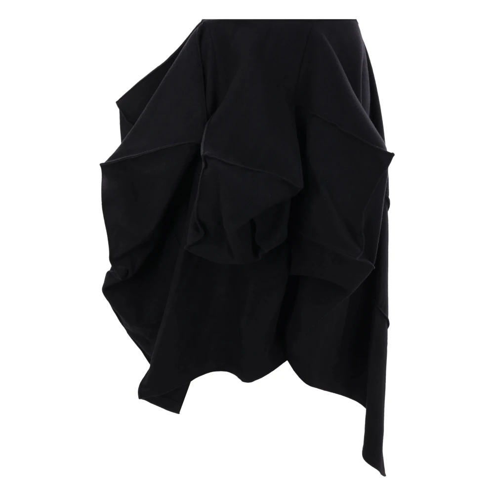 Yohji Yamamoto Zwarte Wol Asymmetrische Rok Black Dames