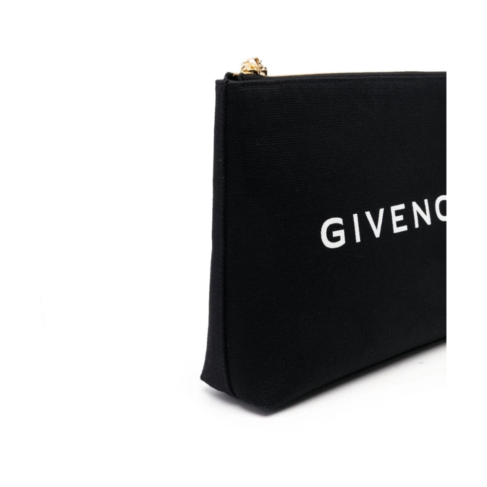Givenchy Logo-Print Clutch Tas Zwart Wit Black Dames
