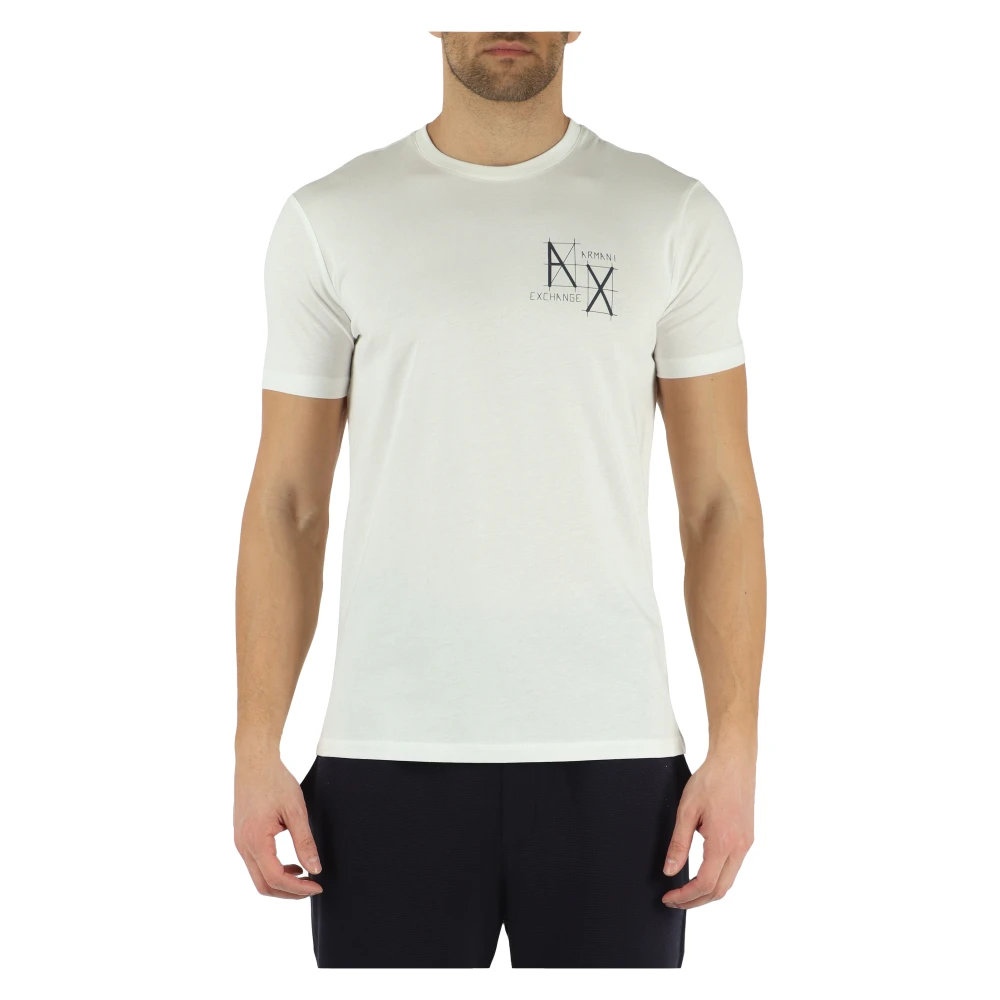 Armani Exchange Slim Fit Katoenen T-shirt met Voorlogo Print White Heren