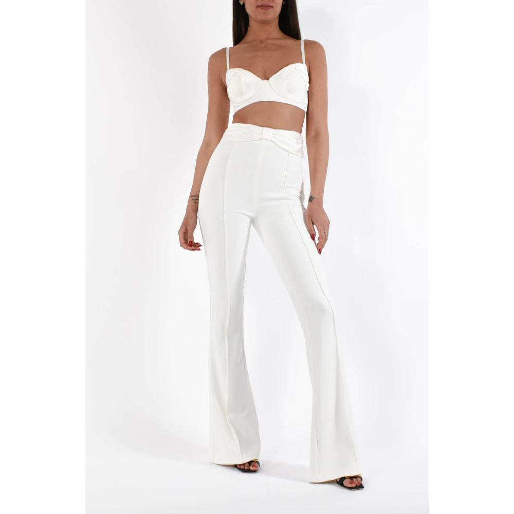 Elisabetta Franchi Satijnen Strik Crepe Top White Dames