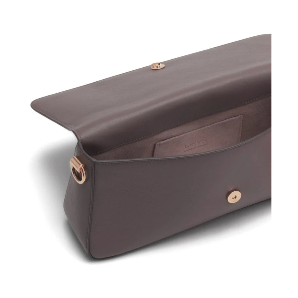 Lanvin Bruin leren schoudertas met logo Brown Dames