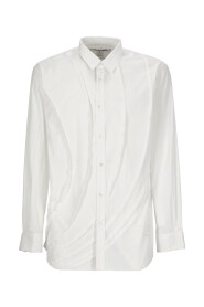Witte Geplooide Katoenen Overhemd voor Heren