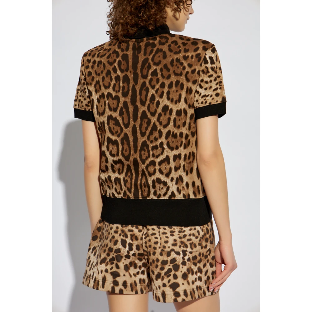 Dolce & Gabbana Polo met dierenmotief Brown Dames