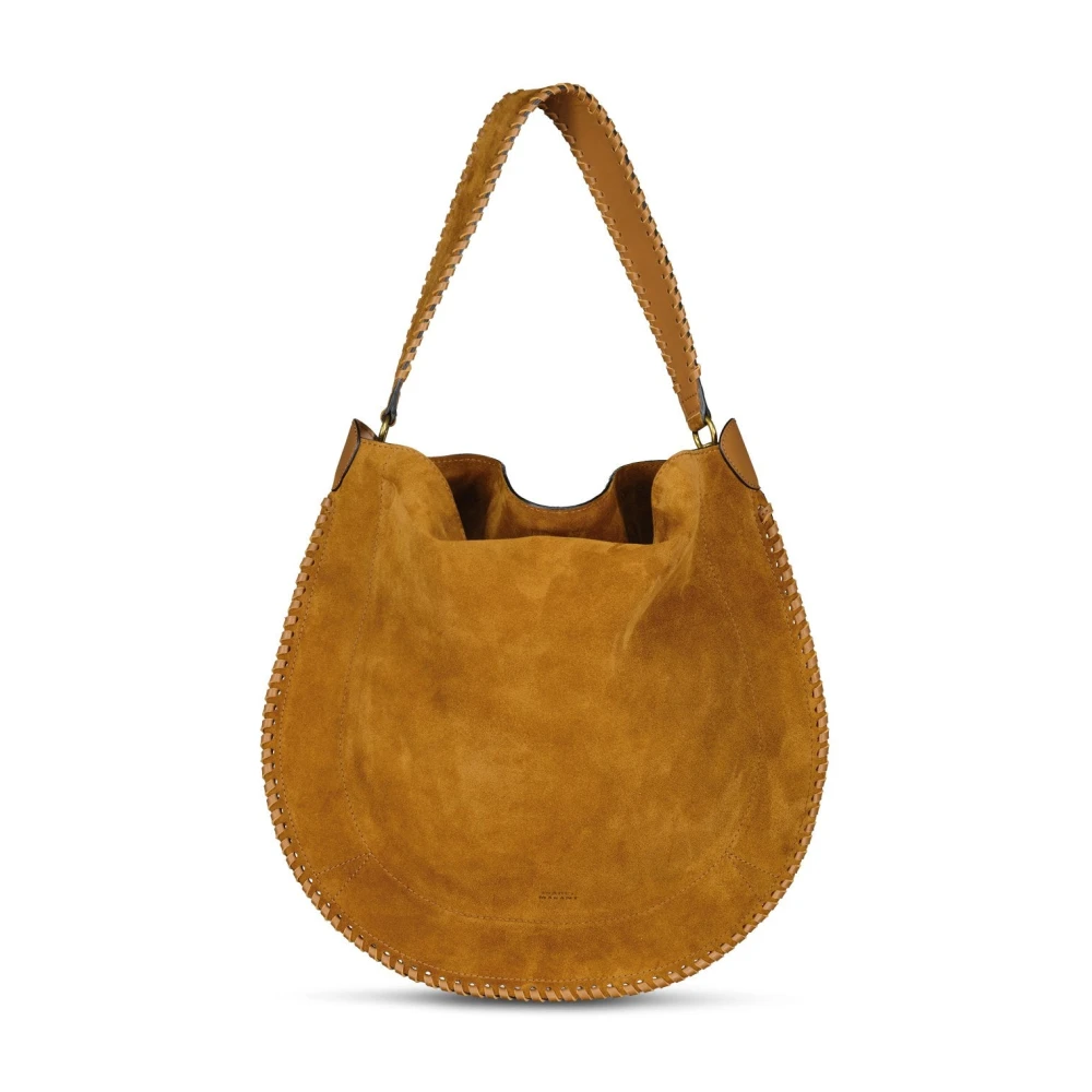 Isabel marant Fluwelen Hobo Tas met Leren Details Brown Dames