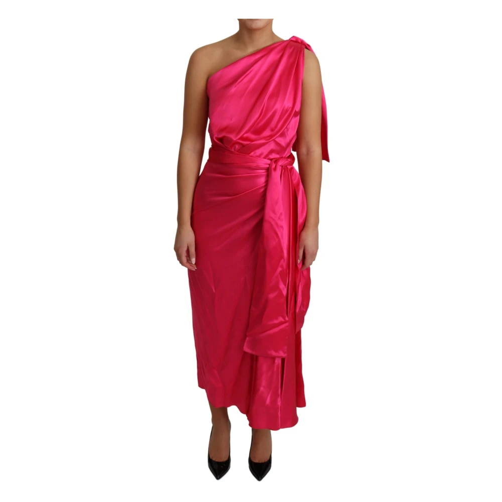 Dolce & Gabbana Damen Rosa One-Shoulder Wrap Dress