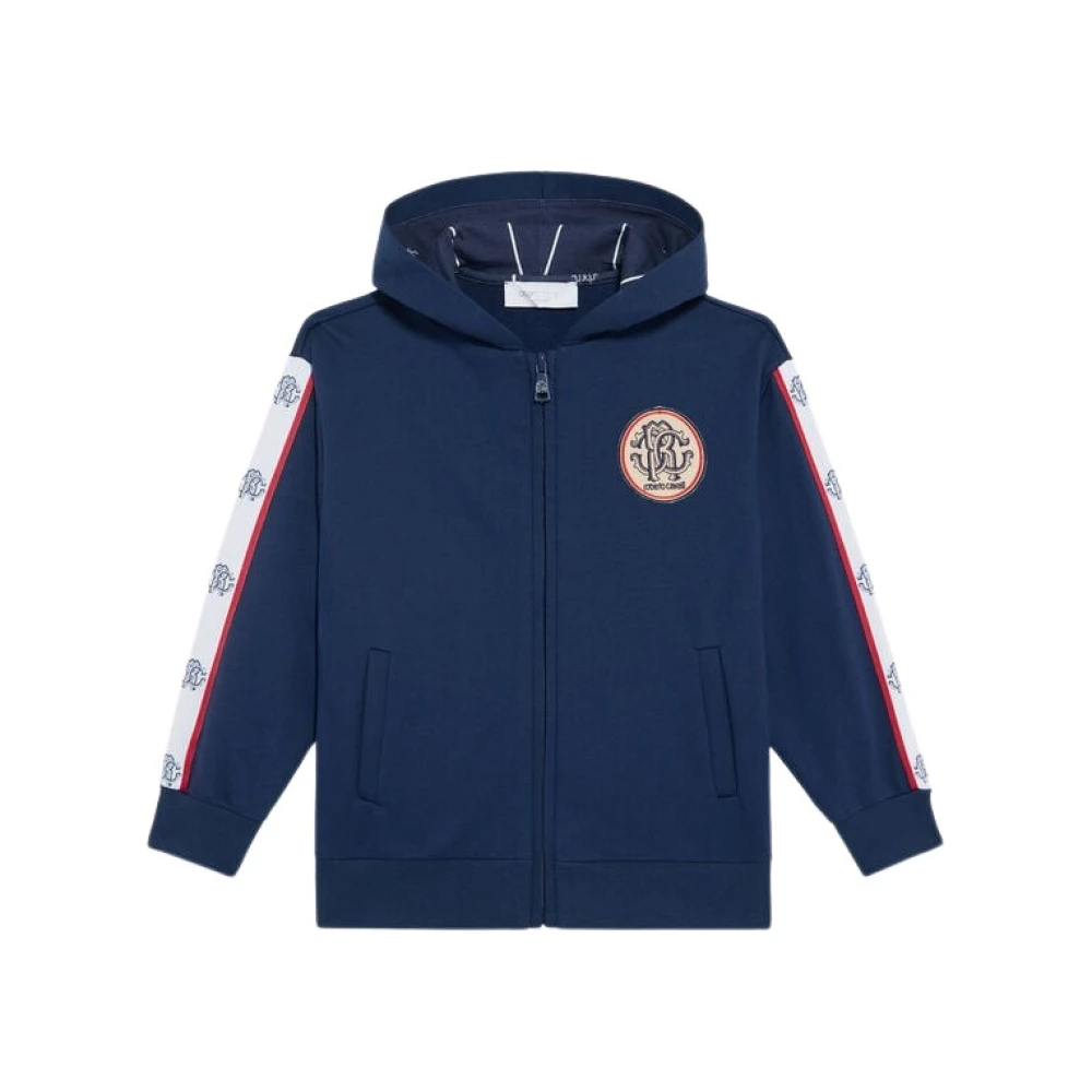 Roberto Cavalli Blue Cotton Hoodie - Male - Kids Sweatshirts - 4 Y - Kids