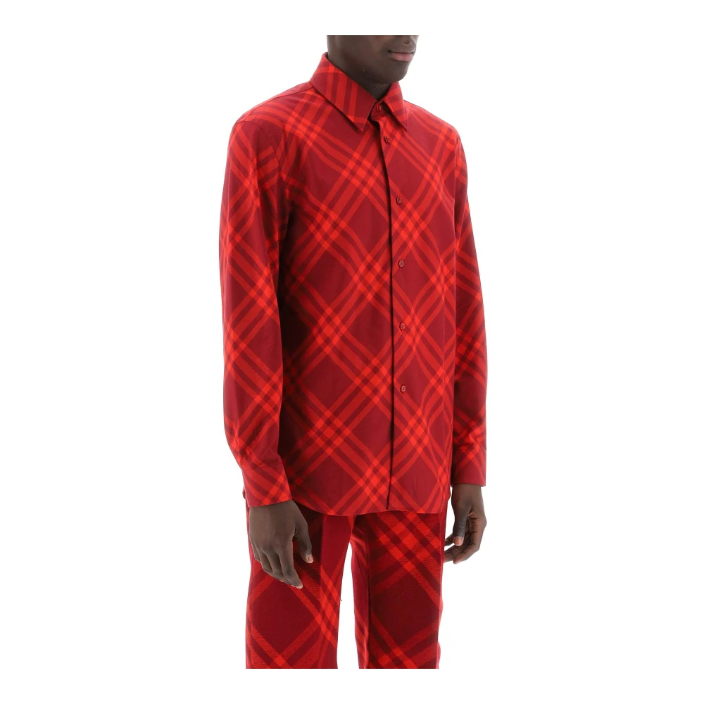 Burberry Geruite Flanellen Overhemd Red Heren