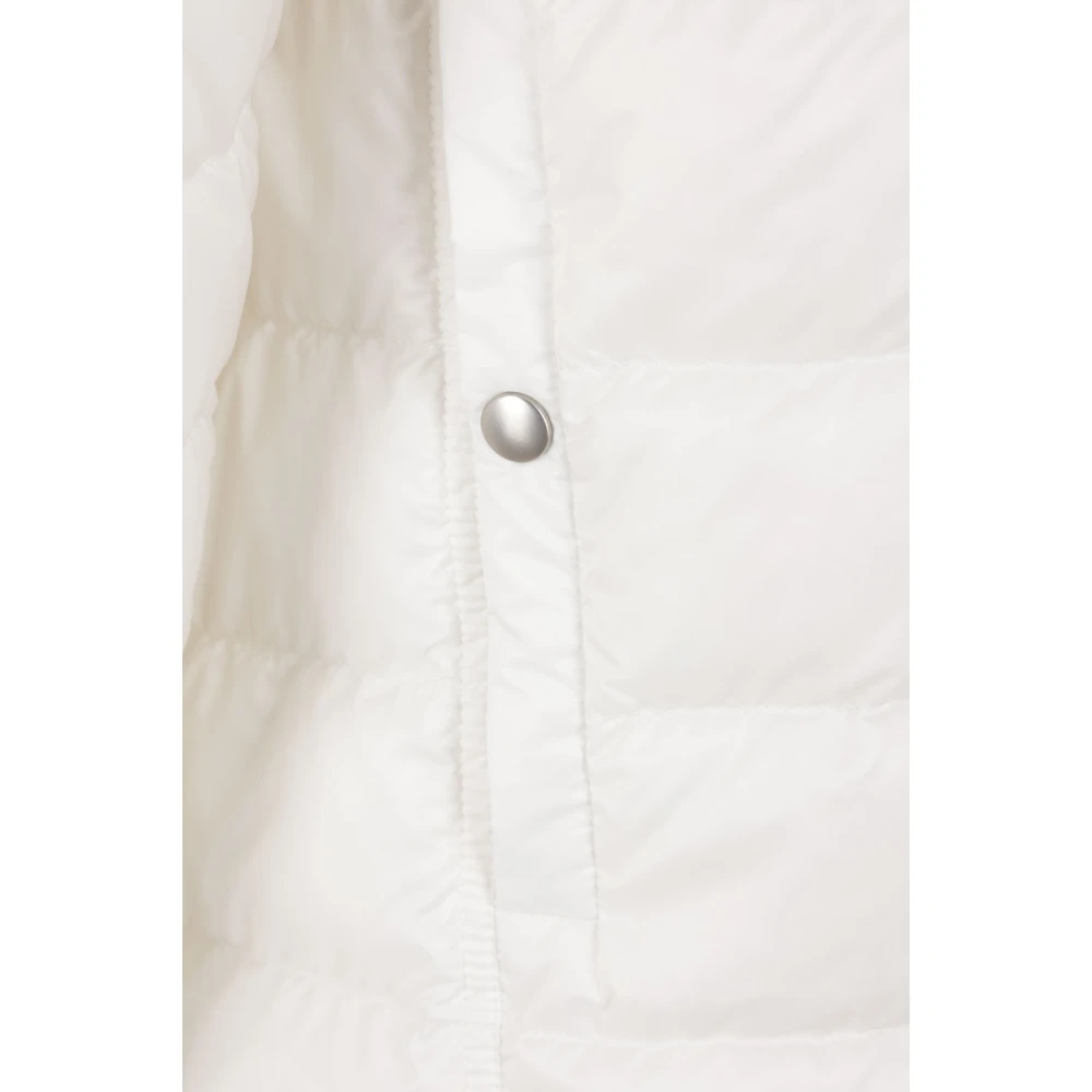 Moncler Witte Nylon V-hals Jas met Afneembare Capuchon White Heren