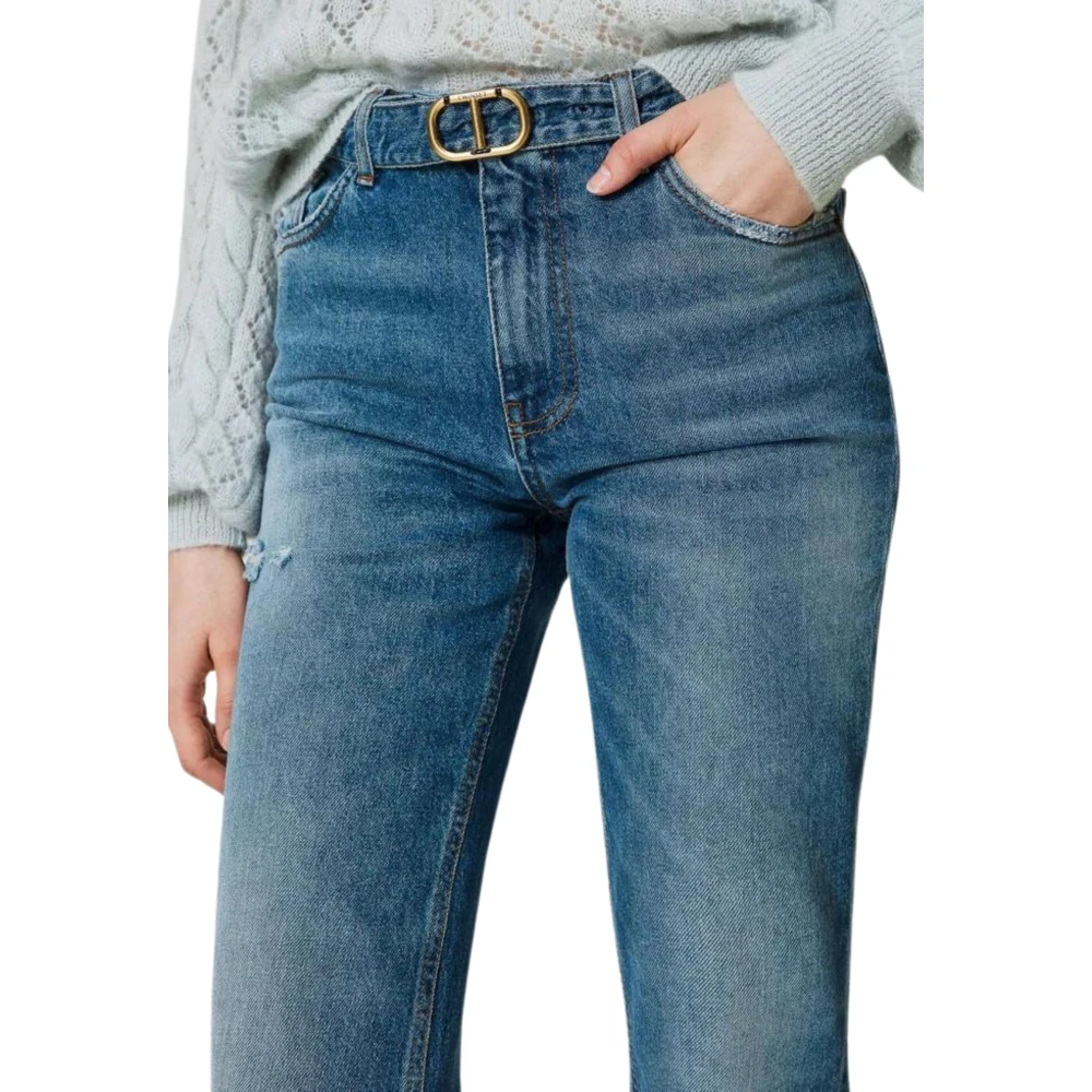 Twinset Denim Straight Leg Broek Blue Dames
