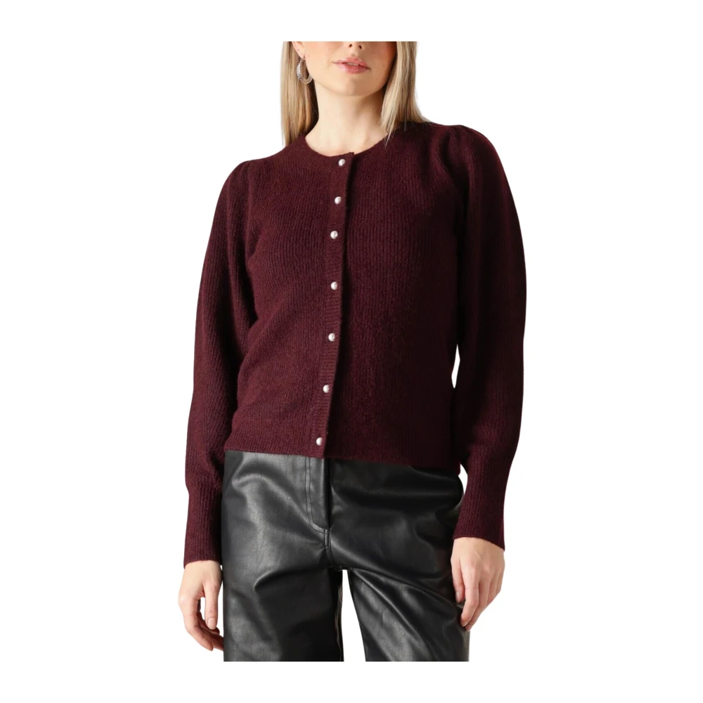 NEO NOIR Bordeaux Gebreid Vest Elegante Touch Red Dames