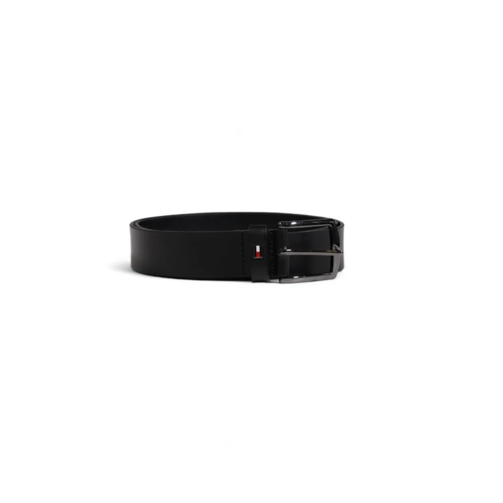 Tommy Hilfiger Zwarte Leren Riem voor Mannen Black Heren