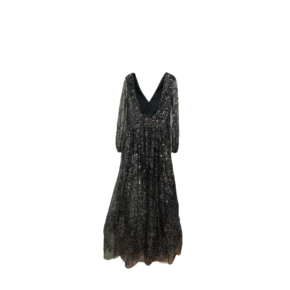 Molly Bracken Zwarte tule jurk met gouden pailletten Black Dames